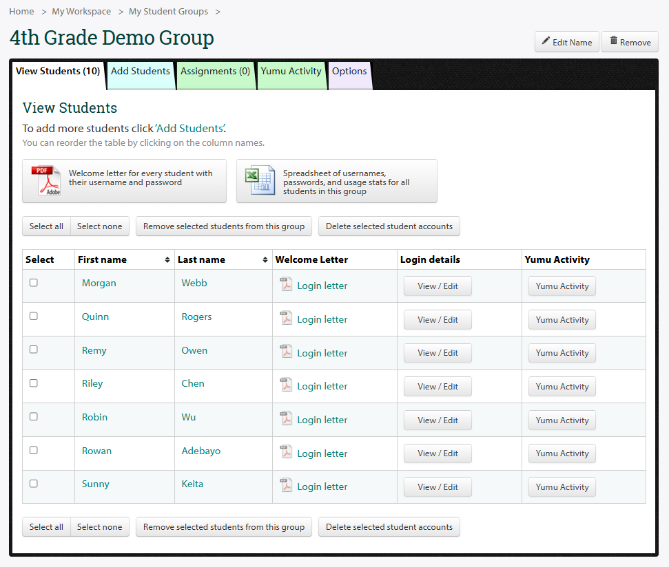 Student group screenshot